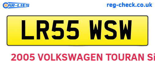 LR55WSW are the vehicle registration plates.