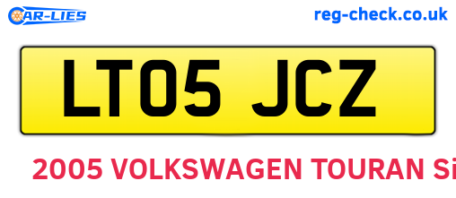 LT05JCZ are the vehicle registration plates.