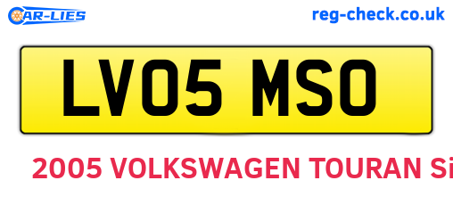 LV05MSO are the vehicle registration plates.