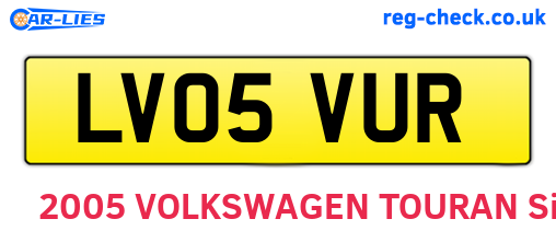 LV05VUR are the vehicle registration plates.