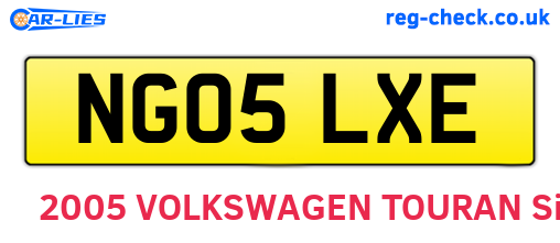 NG05LXE are the vehicle registration plates.