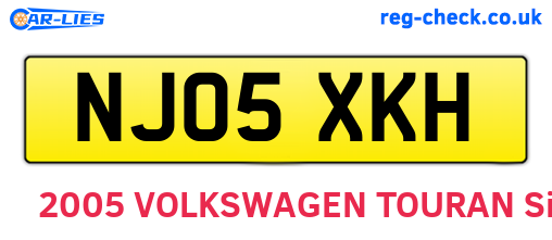 NJ05XKH are the vehicle registration plates.