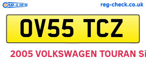 OV55TCZ are the vehicle registration plates.