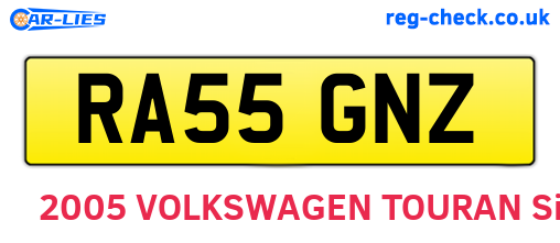 RA55GNZ are the vehicle registration plates.