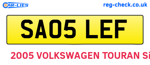 SA05LEF are the vehicle registration plates.