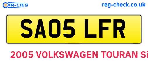 SA05LFR are the vehicle registration plates.