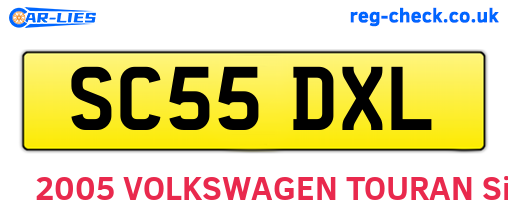 SC55DXL are the vehicle registration plates.