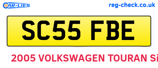 SC55FBE are the vehicle registration plates.