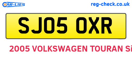 SJ05OXR are the vehicle registration plates.