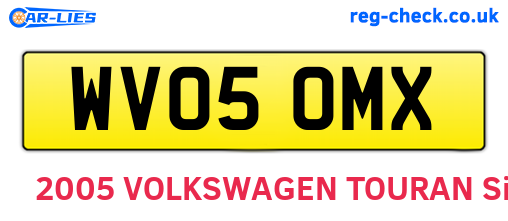 WV05OMX are the vehicle registration plates.
