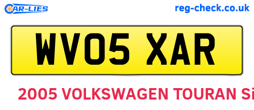 WV05XAR are the vehicle registration plates.