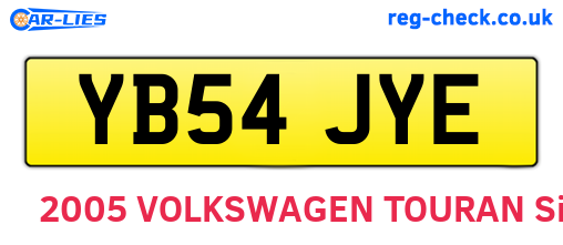 YB54JYE are the vehicle registration plates.