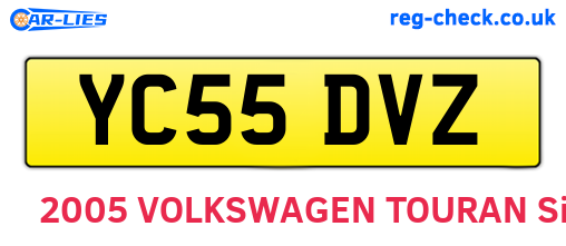 YC55DVZ are the vehicle registration plates.