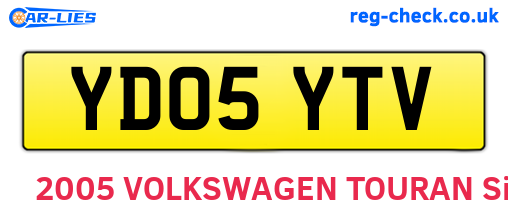 YD05YTV are the vehicle registration plates.