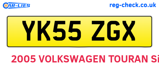 YK55ZGX are the vehicle registration plates.