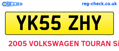 YK55ZHY are the vehicle registration plates.