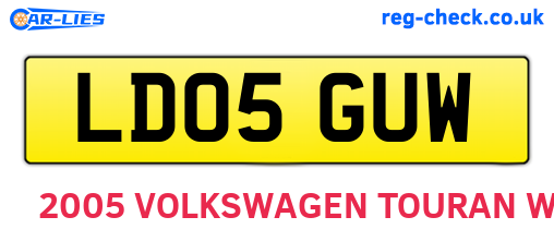 LD05GUW are the vehicle registration plates.