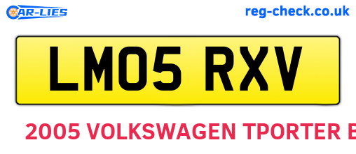 LM05RXV are the vehicle registration plates.