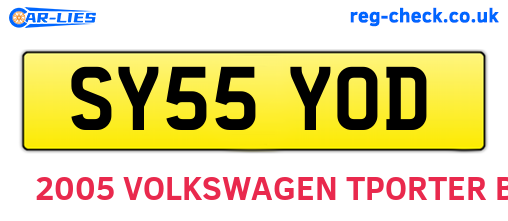 SY55YOD are the vehicle registration plates.
