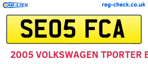 SE05FCA are the vehicle registration plates.