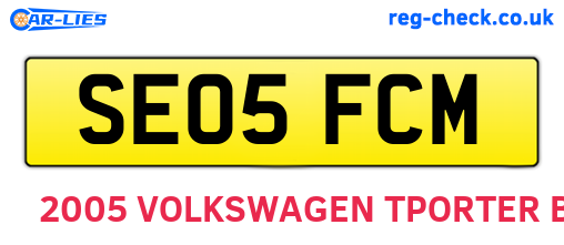 SE05FCM are the vehicle registration plates.