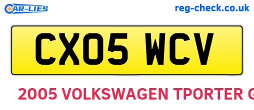 CX05WCV are the vehicle registration plates.