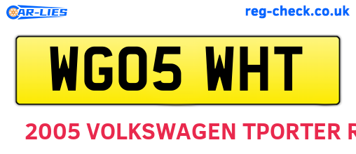 WG05WHT are the vehicle registration plates.