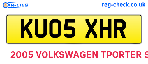 KU05XHR are the vehicle registration plates.