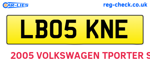 LB05KNE are the vehicle registration plates.