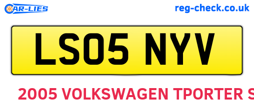 LS05NYV are the vehicle registration plates.