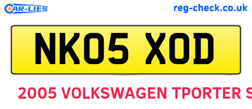 NK05XOD are the vehicle registration plates.