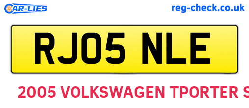 RJ05NLE are the vehicle registration plates.