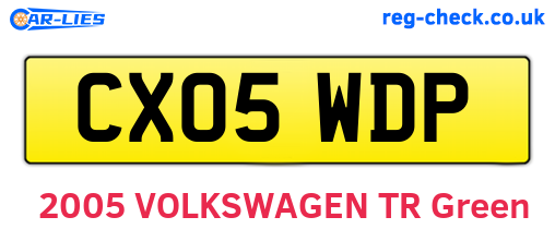 CX05WDP are the vehicle registration plates.