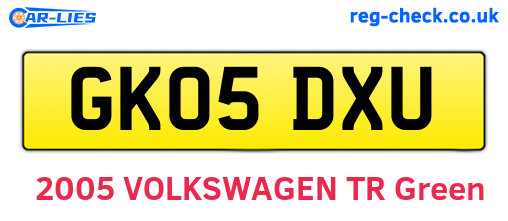 GK05DXU are the vehicle registration plates.