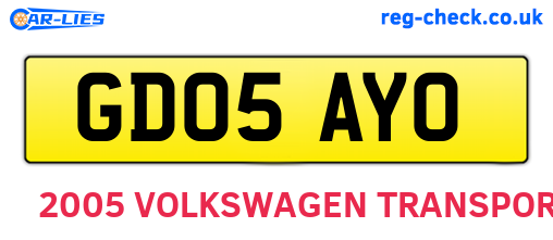 GD05AYO are the vehicle registration plates.