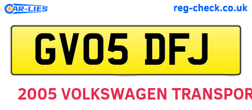 GV05DFJ are the vehicle registration plates.