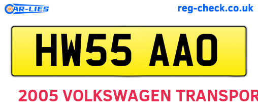 HW55AAO are the vehicle registration plates.