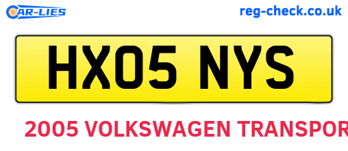 HX05NYS are the vehicle registration plates.