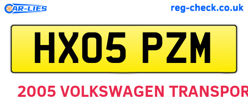 HX05PZM are the vehicle registration plates.