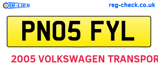 PN05FYL are the vehicle registration plates.