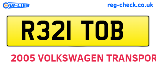 R321TOB are the vehicle registration plates.