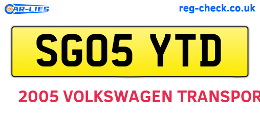 SG05YTD are the vehicle registration plates.
