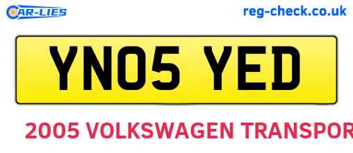 YN05YED are the vehicle registration plates.
