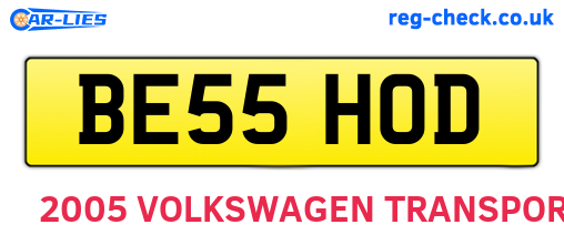 BE55HOD are the vehicle registration plates.