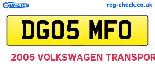 DG05MFO are the vehicle registration plates.