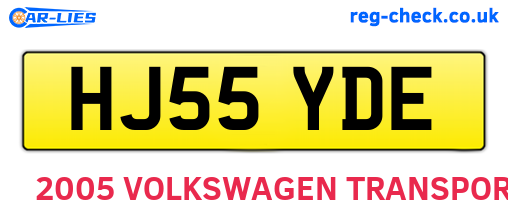 HJ55YDE are the vehicle registration plates.
