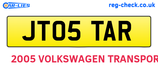 JT05TAR are the vehicle registration plates.