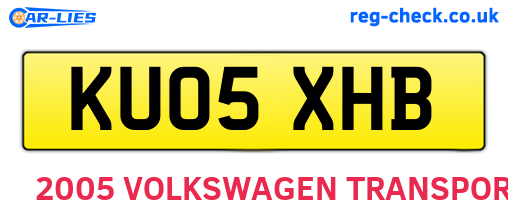 KU05XHB are the vehicle registration plates.