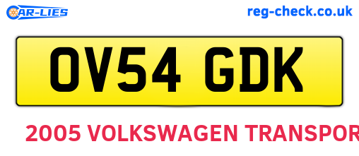 OV54GDK are the vehicle registration plates.