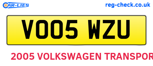VO05WZU are the vehicle registration plates.